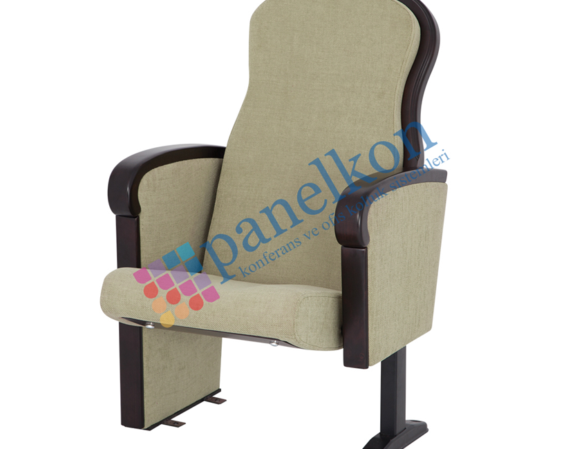  Mila Closed Arm, Wooden Armrest with Long Upholstered End of Row, and Wooden Backrest and Seat