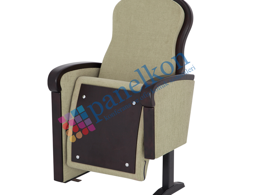  Mila Closed Arm, Wooden Armrest with Long Upholstered End of Row, and Wooden Backrest and Seat