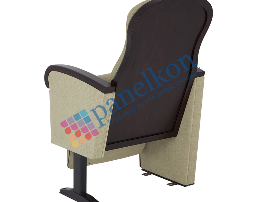  Mila Closed Arm, Wooden Armrest with Long Upholstered End of Row, and Wooden Backrest and Seat