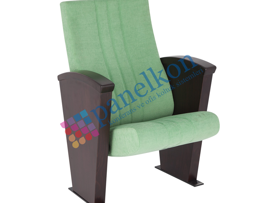 llgın Long Wooden Arm with Half Wooden Backrest and Upholstered Seat