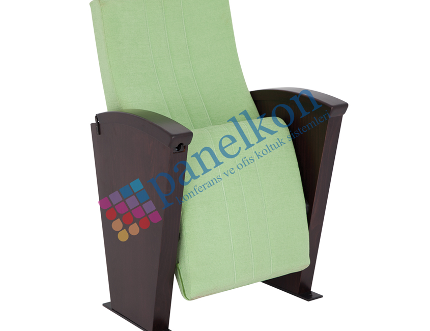 Ilgın Long Wooden Arm Conference Chair with Foldable Tablet, Upholstered Back and Seat.