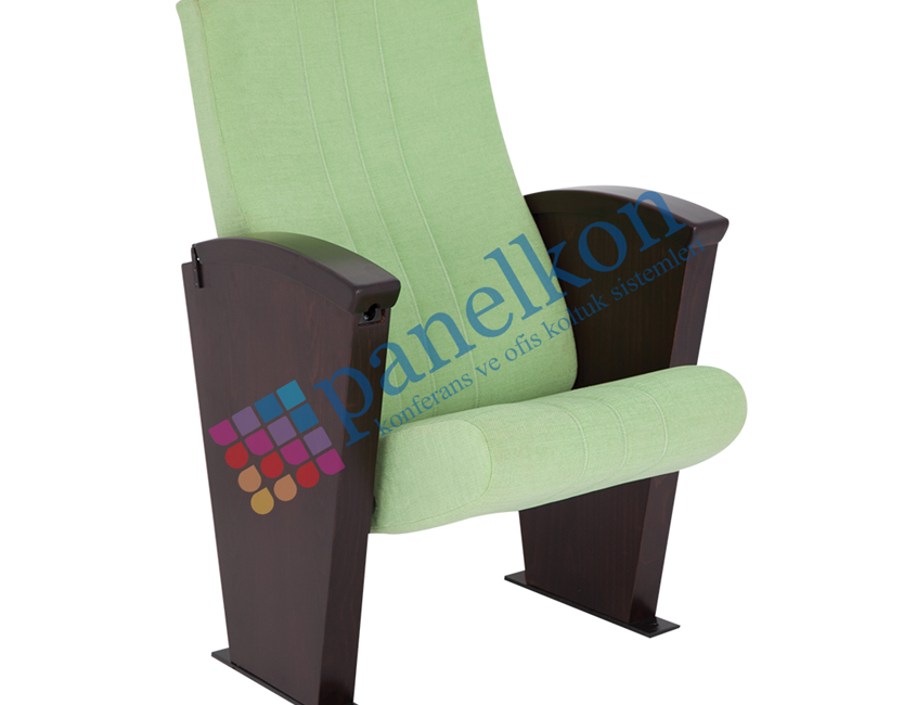 Ilgın Long Wooden Arm Conference Chair with Foldable Tablet, Upholstered Back and Seat.