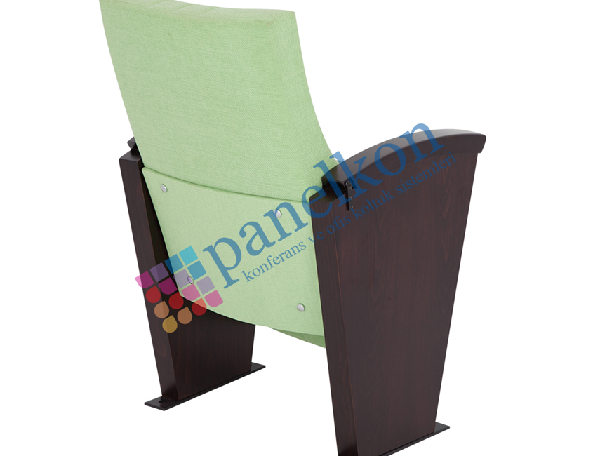 Ilgın Long Wooden Arm Conference Chair with Foldable Tablet, Upholstered Back and Seat.