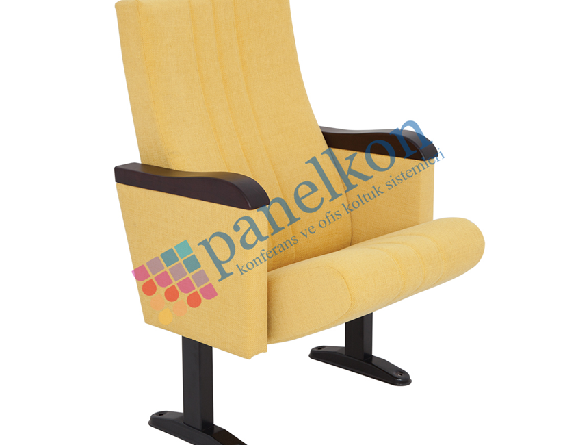 Ilgın wooden armrest, half wooden backrest, and upholstered seat