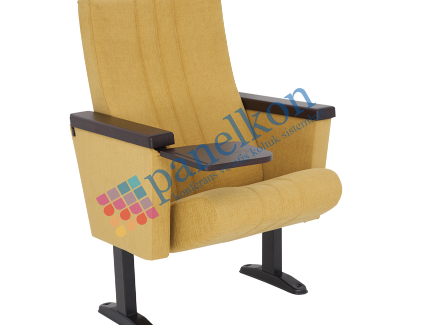 Ilgın wooden armrest chair with an internal foldable table, fully upholstered back and seat.