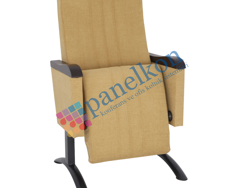 Ilgın Wooden-Top Armrest Chair with Half-Wooden Backrest and Upholstered Seat, Demountable Legs.