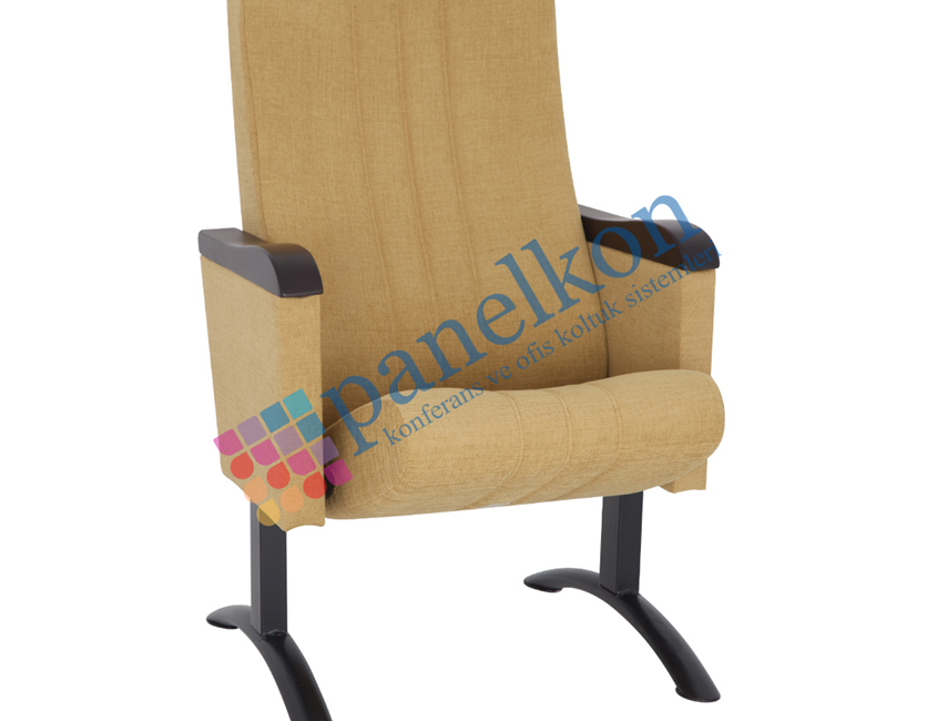 Ilgın Wooden-Top Armrest Chair with Half-Wooden Backrest and Upholstered Seat, Demountable Legs.