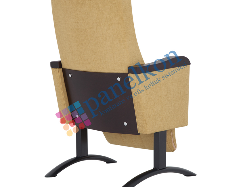 Ilgın Wooden-Top Armrest Chair with Half-Wooden Backrest and Upholstered Seat, Demountable Legs.