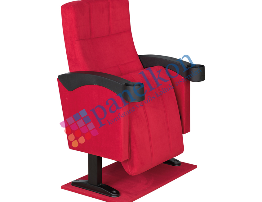 Ilgın Plastic Armchair with Cup Holder, Backrest, and Upholstered Seat Conference Chair