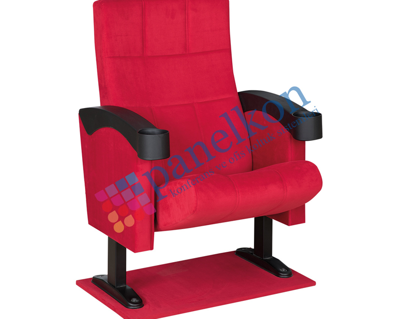 Ilgın Plastic Armchair with Cup Holder, Backrest, and Upholstered Seat Conference Chair