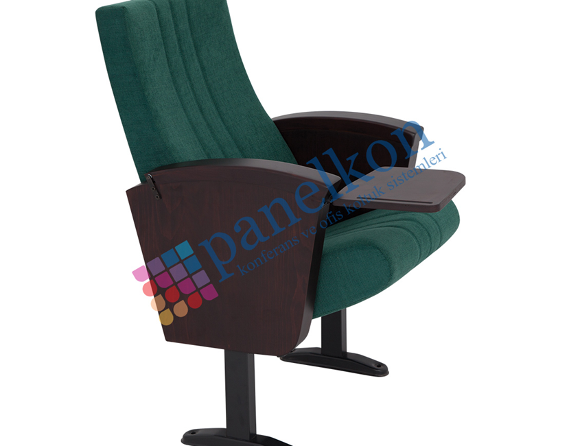 Ilgın Half Wooden Chair with Hidden Writing Tablet Upholstered Back and Seat