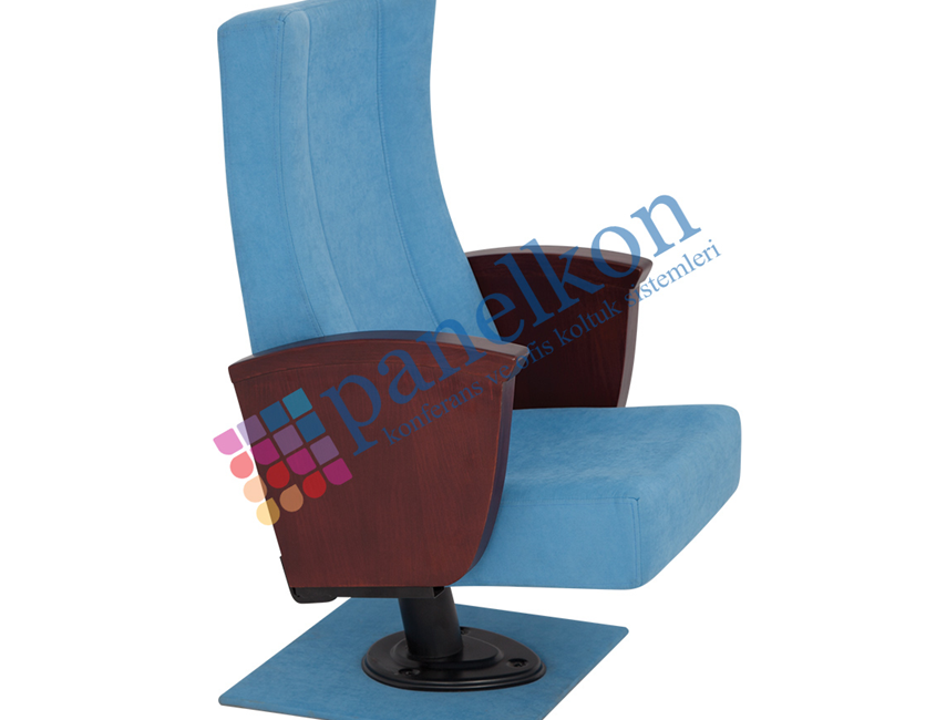 Ilgın Half Wooden Arm, Fixed Seat Single-Leg Upholstered Back and Seat Chair