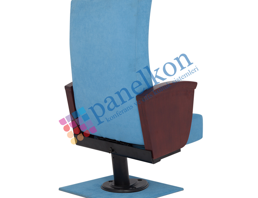 Ilgın Half Wooden Arm, Fixed Seat Single-Leg Upholstered Back and Seat Chair