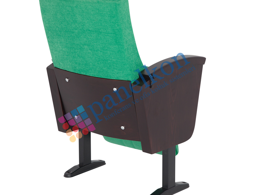 Ilgın Half Wood Arm with Built-in Writing Table, Half Wooden Back, and Upholstered Seat Chair