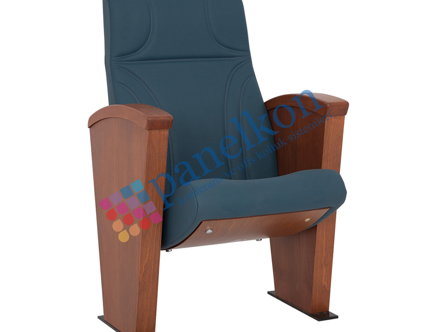 Kaşmir Long Wooden Arm Back Upholstered, Wooden Seat Chair