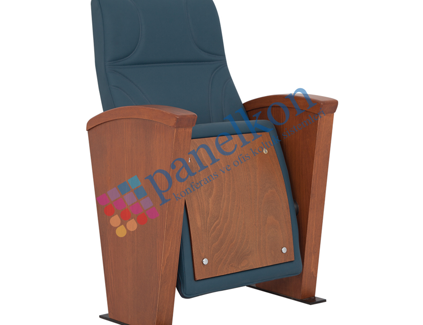 Kaşmir Long Wooden Arm Back Upholstered, Wooden Seat Chair